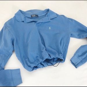 Blue polo crop top